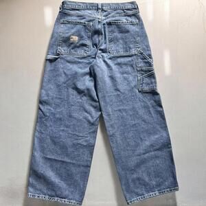 Vintage Old Navy Painter Pants Reissue Blue Denim Utility Workwear Wide Leg